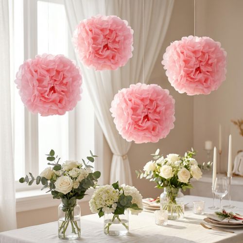 Pompom paper Ø30cm light pink 5pcs | Floristik24.ie