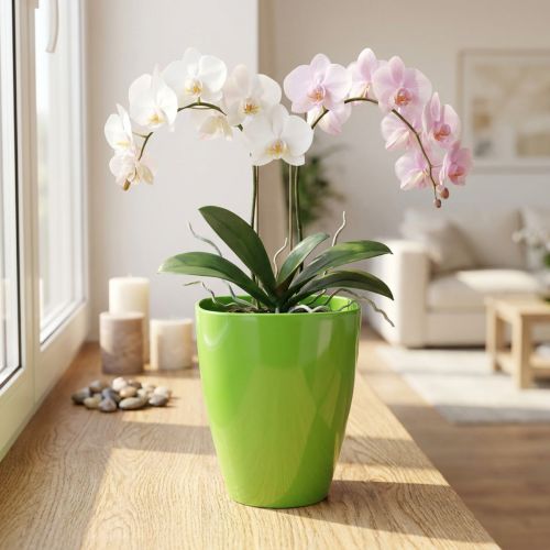 Orchid pot glossy Ø12.5cm lime 1 pc | Floristik24.ie