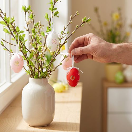 Easter eggs to hang up with flowers Easter decoration 6cm 12pcs | Floristik24.ie