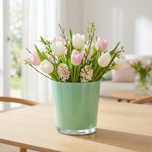 Glass pot Ø11.5cm H10.8cm mint green | Floristik24.ie