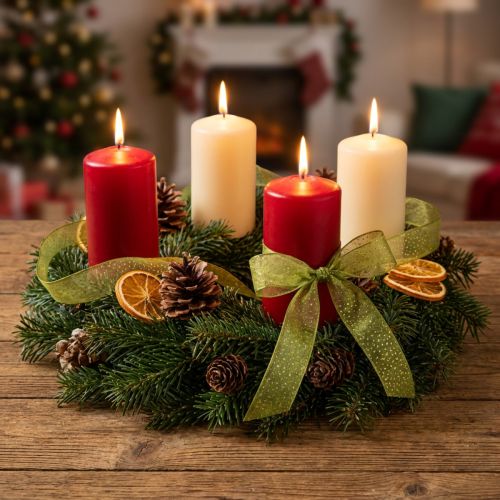 Christmas ribbon with golden dots, dimensionally stable, green, 25mm, 20m | Floristik24.ie