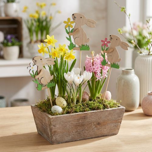 Flower stick rabbit made of wood 9cm 12 pcs | Floristik24.ie