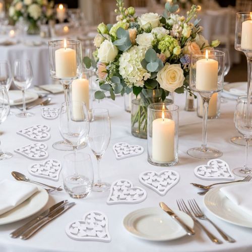 Scatter Decoration Heart White 5cm 40 Pcs | Floristik24.ie