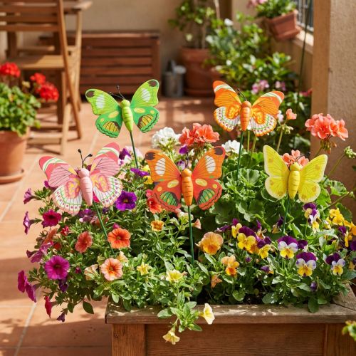 Flower stick butterfly wood assorted 7.5cm 16 pcs | Floristik24.ie
