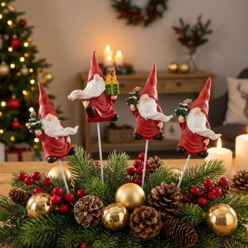 Christmas gnome decorative plug gnome Santa Claus 7cm 4 pcs | Floristik24.ie