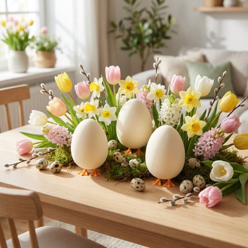 Decorative egg with legs Easter egg cream Funny Easter decoration H13cm 4pcs | Floristik24.ie