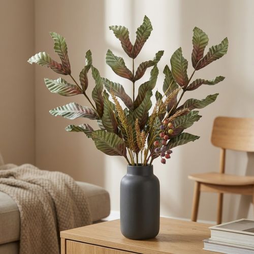Artificial plant deco branch green red brown foam H68cm | Floristik24.ie