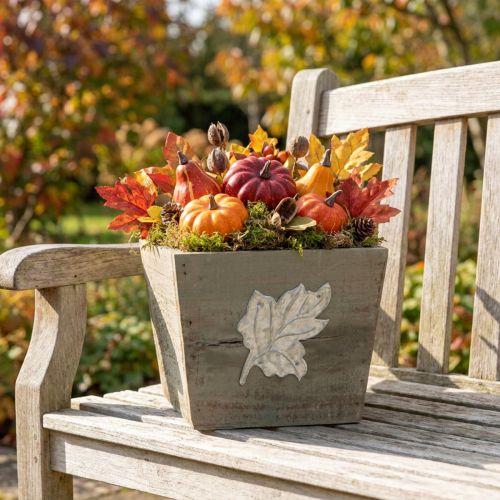 Planter Wooden Shabby Chic Wooden Box Grey 11×14.5×14cm | Floristik24.ie
