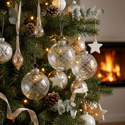 Christmas tree balls, Christmas balls transparent Ø7.5cm 3pcs | Floristik24.ie
