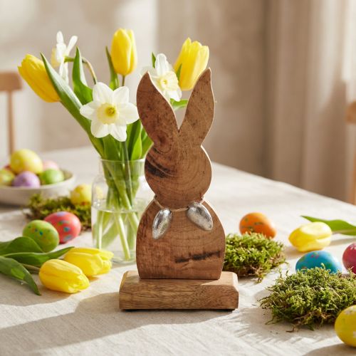 Easter bunny wood with eggs metal, table decoration Easter H20.5cm | Floristik24.ie