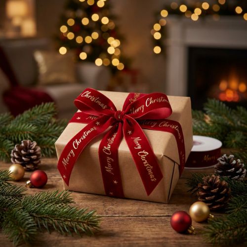 Gift ribbon Christmas ribbon red velvet ribbon 25mm 20m | Floristik24.ie