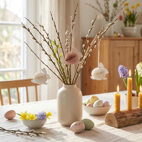 Honeycomb Easter bunny decoration for hanging 7×4.5×6cm 5pcs | Floristik24.ie