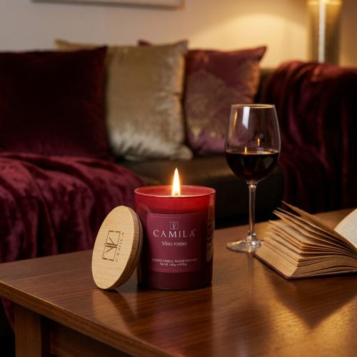 Product Scented candle in glass Camila red wine Ø7.5cm H8cm