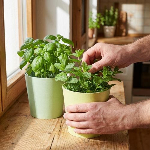 Paper cachepot, planter, herb pot blue/green Ø15cm H13cm 4pcs | Floristik24.ie
