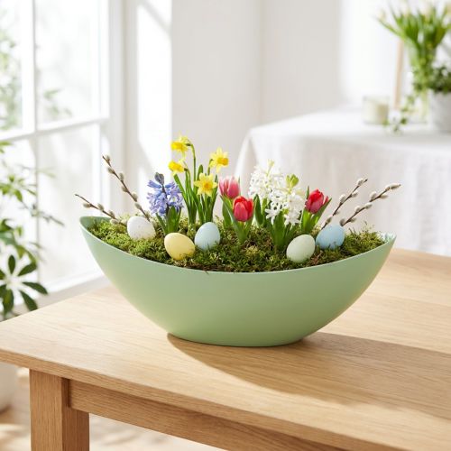 Decorative bowl, plant bowl, pastel green 39cm x 12cm H13cm | Floristik24.ie