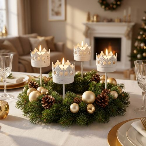 Tealight holder metal for sticking, candle holder crown Ø4.5cm 4pcs | Floristik24.ie