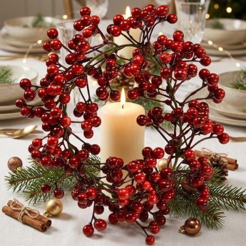 Berry wreath red artificial plants red Christmas Ø20cm | Floristik24.ie
