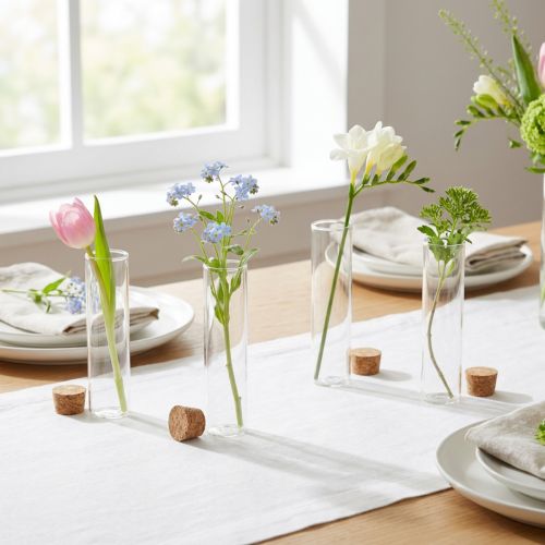 Mini vases glass test tube cork lid Ø4cm H12cm 6pcs | Floristik24.ie