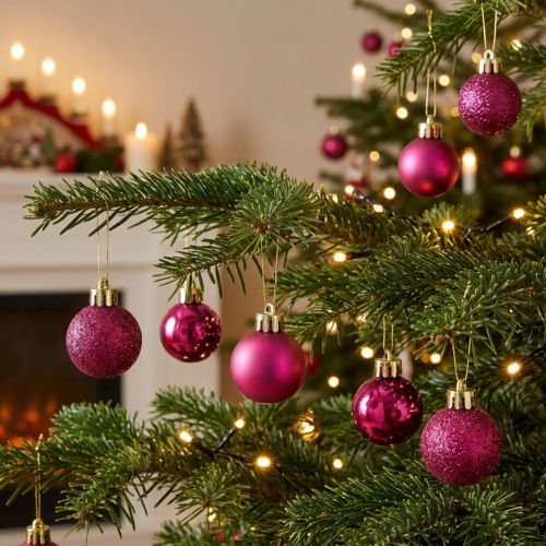 Mini Christmas Tree Baubles Pink Break-Resistant Ø3cm H3.5cm 14 pcs | Floristik24.ie