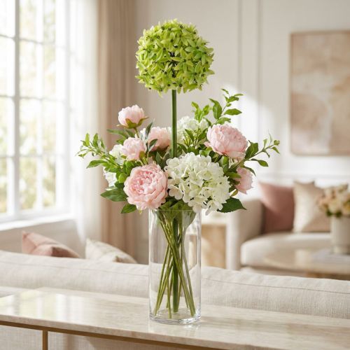 Ornamental onion Allium, silk flower, artificial ball leek green Ø20cm L72cm | Floristik24.ie