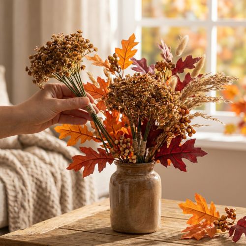Gypsophila artificial brown for autumn bouquet 29.5cm 18p | Floristik24.ie