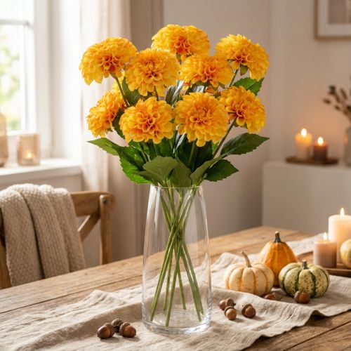 Artificial flowers decoration dahlias artificial yellow orange 50cm | Floristik24.ie