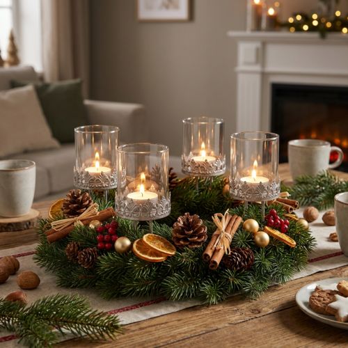 Tealight holder with glass silver antique Ø7cm 4 pcs | Floristik24.ie