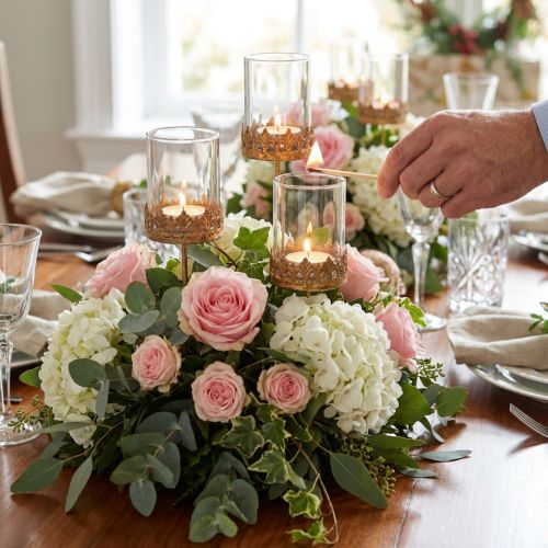 Tealight holder with candle glass gold Ø7cm 4 pcs | Floristik24.ie
