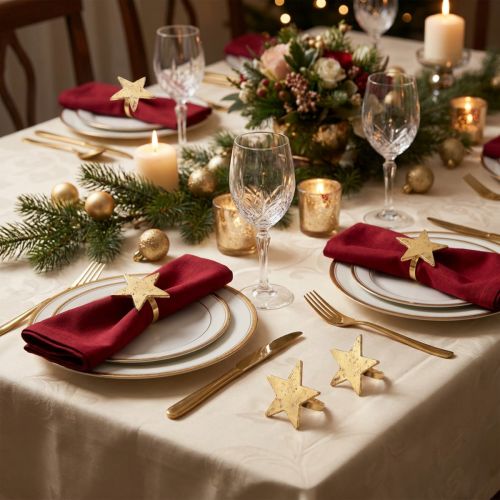 Napkin rings star gold antique