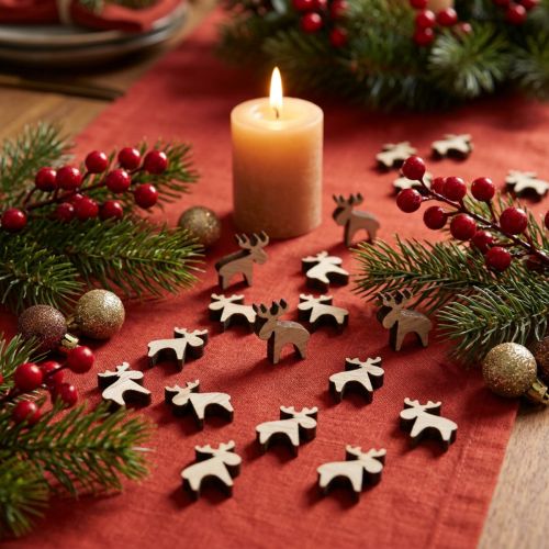Scatter decoration wooden elk decoration natural brown 2x2.5cm 108 pcs | Floristik24.ie