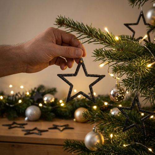 Glittering Black Christmas Stars 4.5cm Table Decoration Festive Decorative Stars 120 Pieces | Floristik24.ie