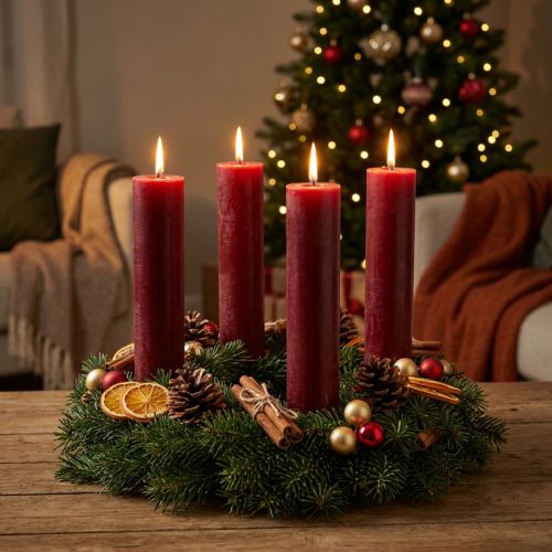Product Candles Solid Colored Taper Candles Dark Red 50×300mm 4 Pcs