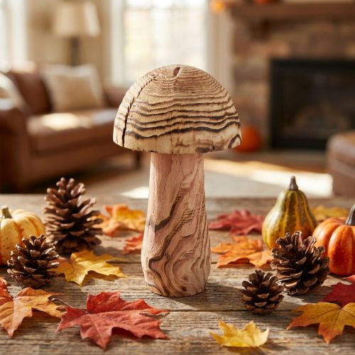 Wooden mushroom for standing, decorative mushroom, wood Paulownia Ø15cm H28cm | Floristik24.ie