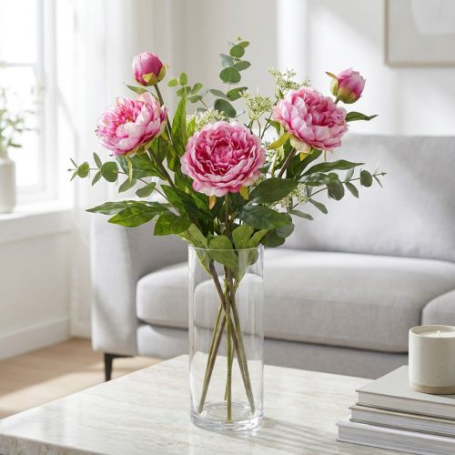 Peonies Long-stemmed artificial flowers pink 70cm 3pcs | Floristik24.ie