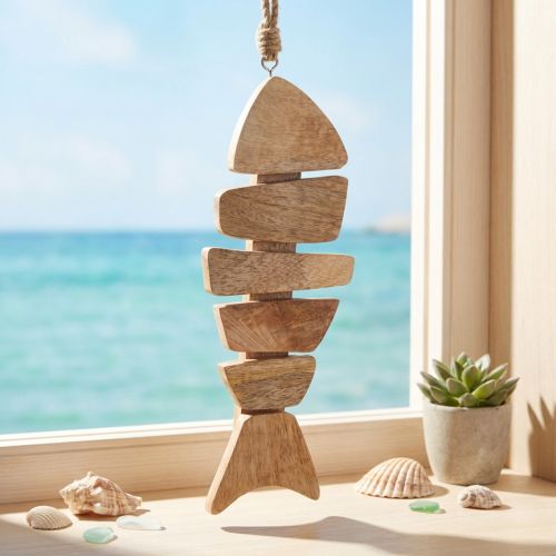 Wooden Fish for Hanging Maritime Jute Natural 27cmx2cmx10cm | Floristik24.ie