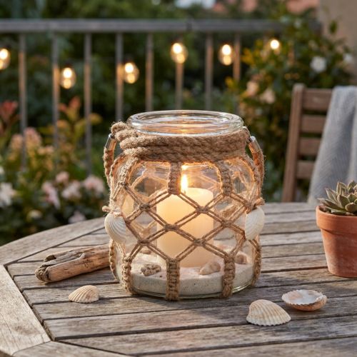 Decorative Glass Macrame Shells Table Decoration Hanging Decoration Ø14cm | Floristik24.ie