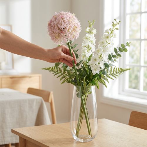 Allium with pink flower ornamental onion artificial Ø18cm L90cm | Floristik24.ie