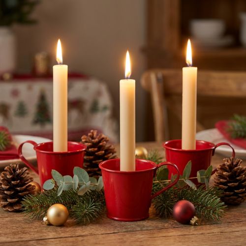 Metal candle holder cup red H6cm 6pcs | Floristik24.ie