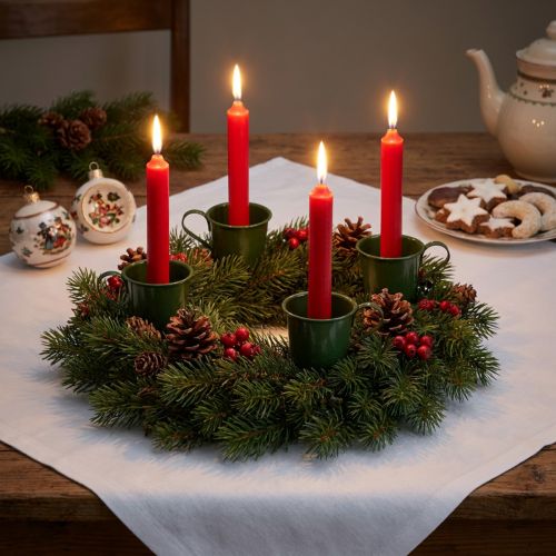 Taper candle holder cup candle holder dark green H6cm 6pcs | Floristik24.ie