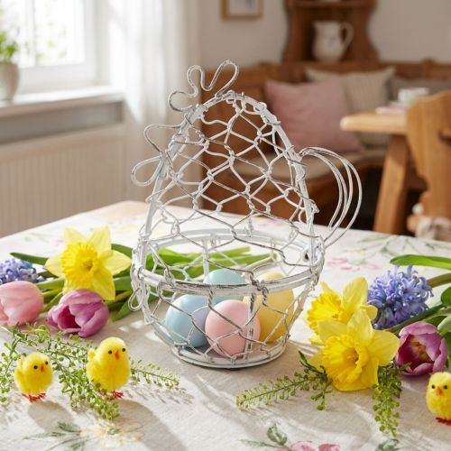 Wire basket in the shape of a chicken for Easter eggs. Charming addition to Easter decorations. 14cm | Floristik24.ie