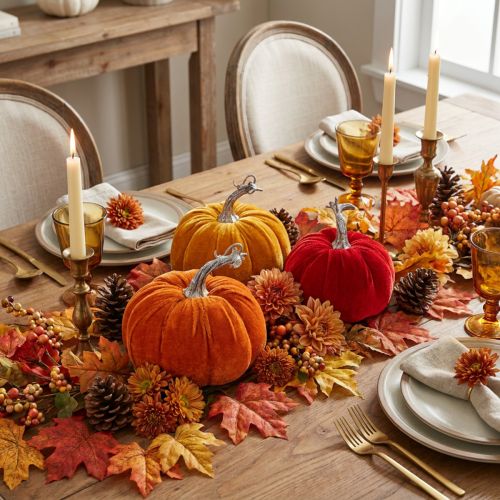 Product Fabric pumpkin as table decoration, autumn decoration, 13cm, 3 pieces