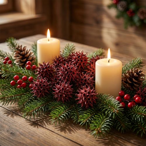 Sweetgum cones red frosted 250g | Floristik24.ie