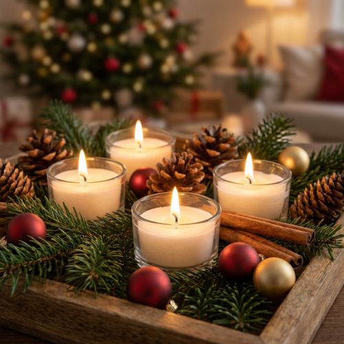 Tealights cinnamon scent, Christmas candle, scented tealight, candle decoration Ø25cm H40cm white 18 pcs | Floristik24.ie