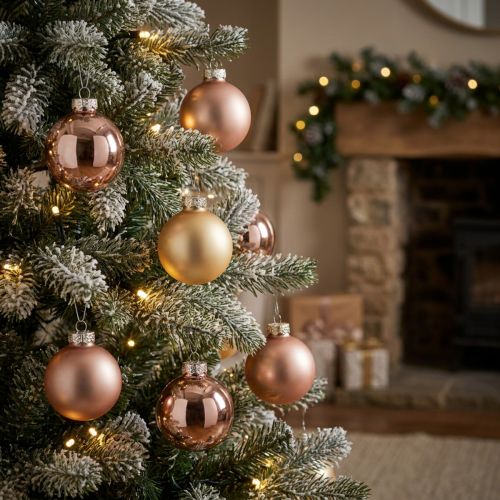 Glass balls Christmas balls glass gold rose Ø4cm 24 pcs | Floristik24.ie