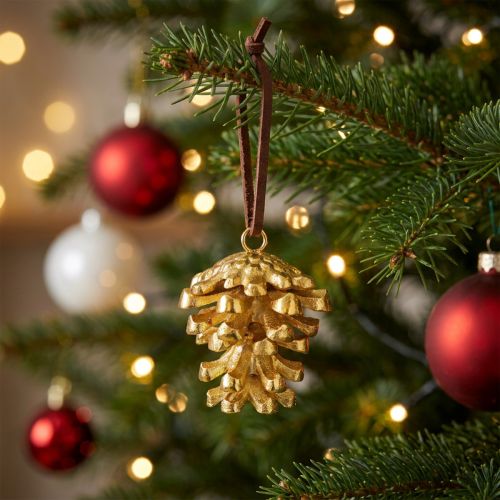 Pine cone decoration cones for hanging Gold H6cm | Floristik24.ie