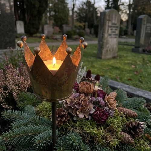 Tea light holder crown to stick brass Ø9.5cm H50cm | Floristik24.ie