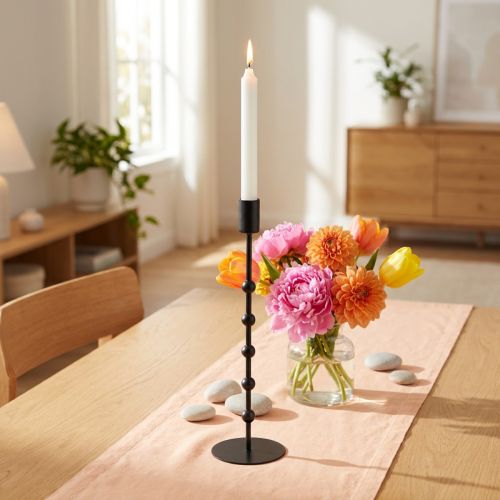 Stick candle holder metal candlestick black H30cm | Floristik24.ie