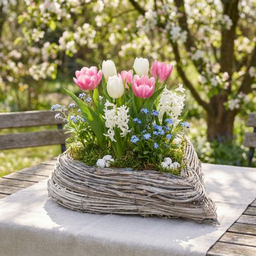 Plant heart plant bowl rattan heart white natural 28x34cm | Floristik24.ie