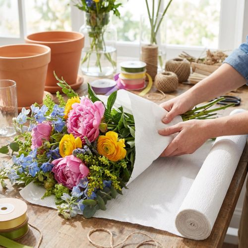 Florist crepe paper, white, 50 x 250 cm, 5 pieces | Floristik24.ie