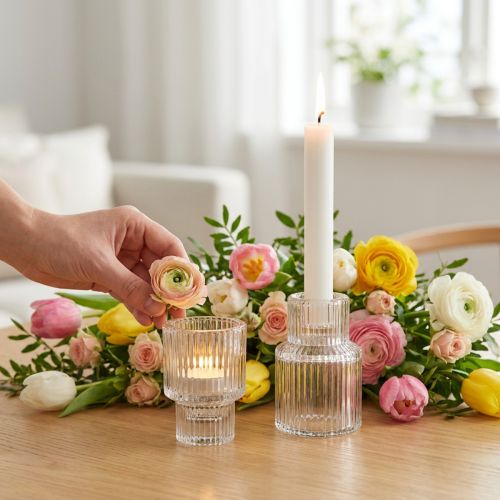 Glass candle holder tealight holder Ø5cm H8cm 4 pcs | Floristik24.ie